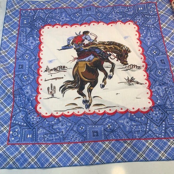 Vintage Western Cowboy Rodeo Bandana Scarf Set of 5 USA - Picture 7 of 7